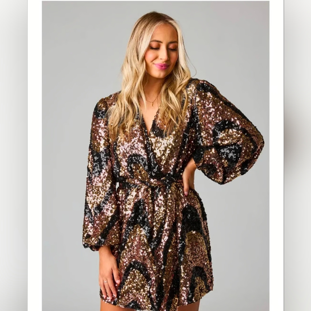 Sequin Mini Wrap Dress